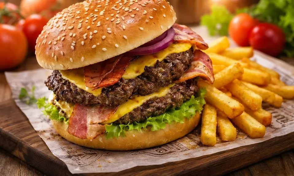 Burger Menü nach Wahl inkl. Pommes & Softgetränk für 1, 2 oder 4 Pers.