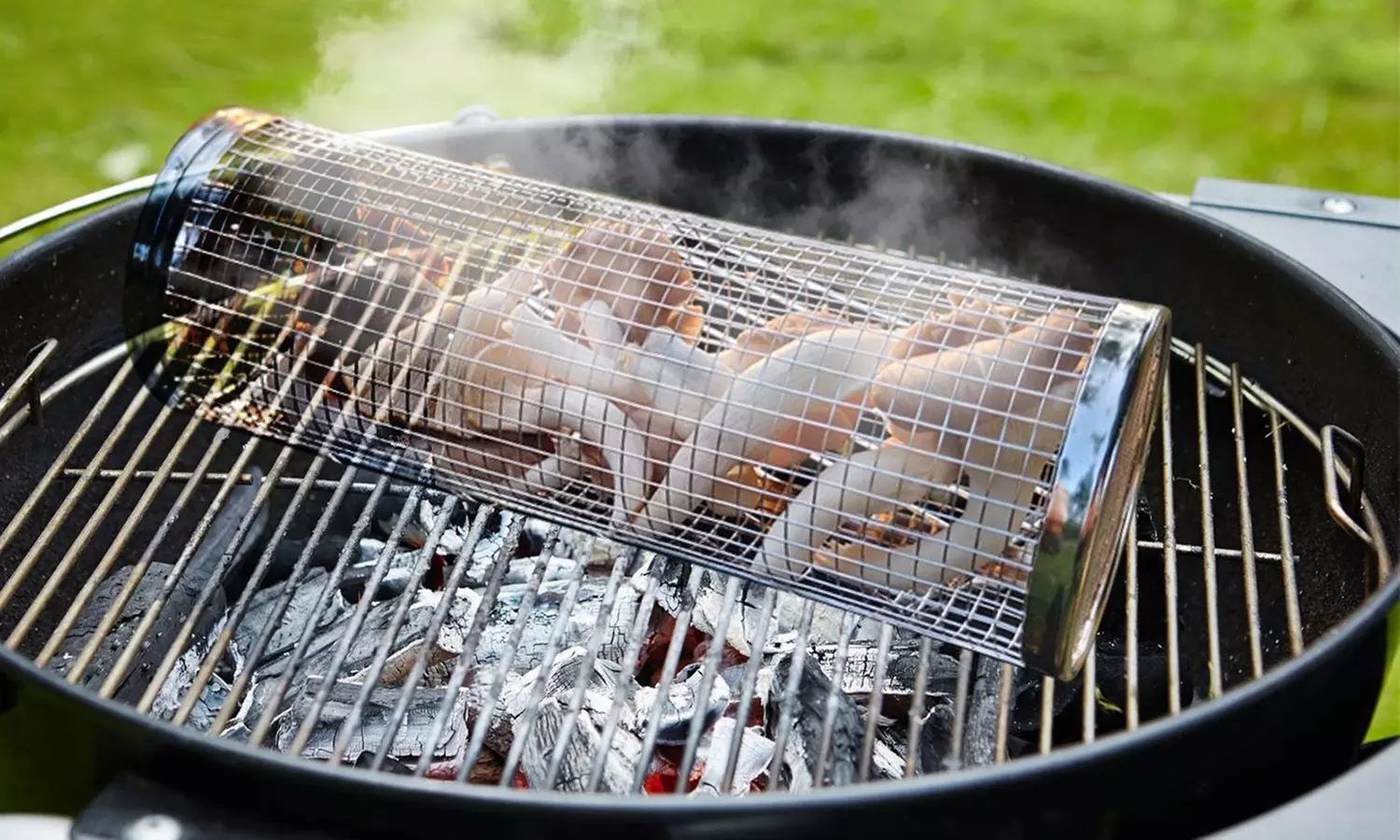 iMounTEK Two-Pack 360-Degree Rolling Stainless Steel Grill Basket