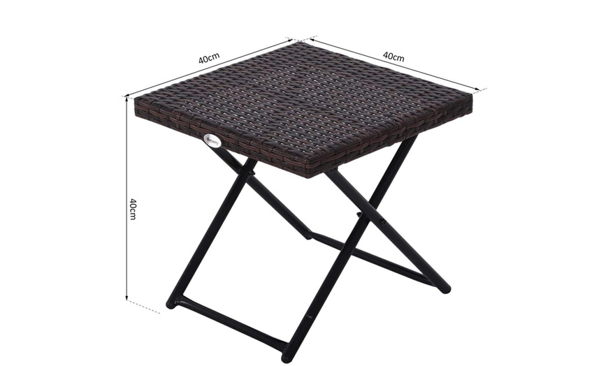Image 10: Outsunny Rattan-Effect Foldable Coffee Table