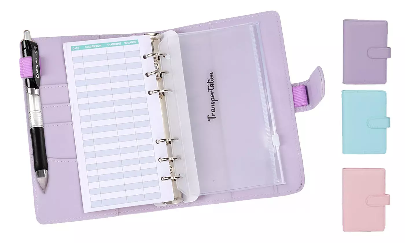 PU Leather Notebook A6 Ring Binder Budget Planner Organizer Cover