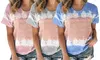 Women Summer Tie-dye Loose T Shirts Short Sleeve Tops Tunic Blouses