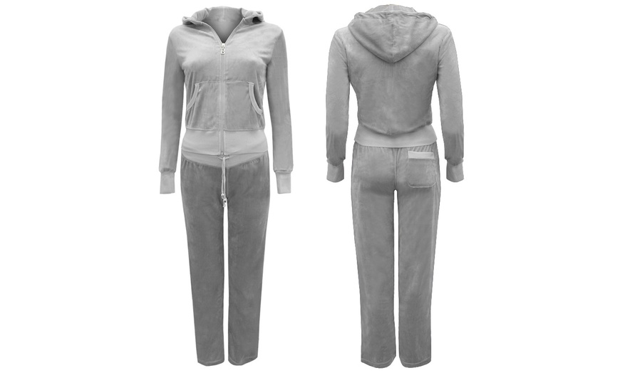 Image 5: Women's Velour Hooded Tracksuit