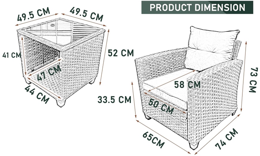 Image 5: Three-Piece FurnitureOne Rattan-Effect Bistro Set 