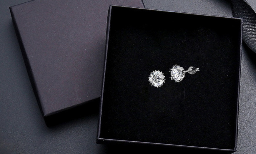 Image 3: Mini Heart Lab Grown Moissanite Diamond Earrings