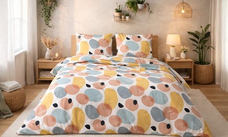 no brand Parure de lit en microfibre ,Be Happy , 240 x 220 cm