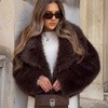 Image 6: Faux Fur Zip-Up Jacket in Chocolate Brown