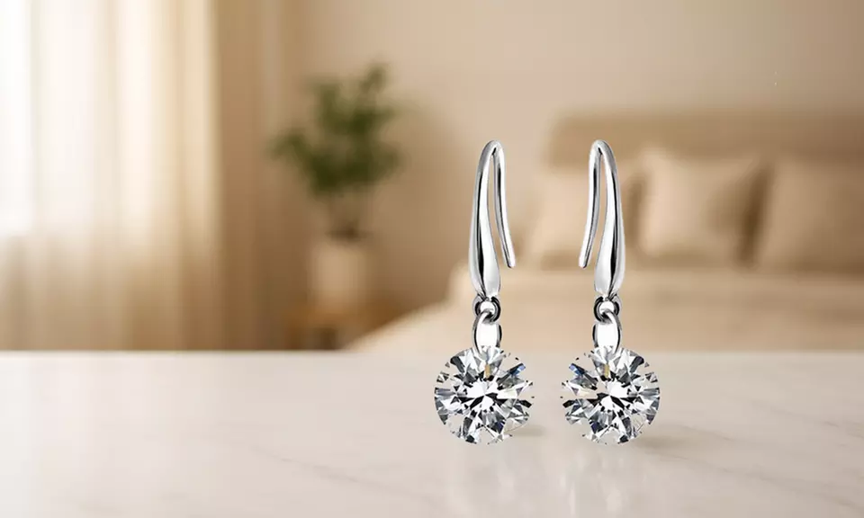 Sterling Silver Crystal Drop Earrings With Crystals From Swarovski Stamped 925