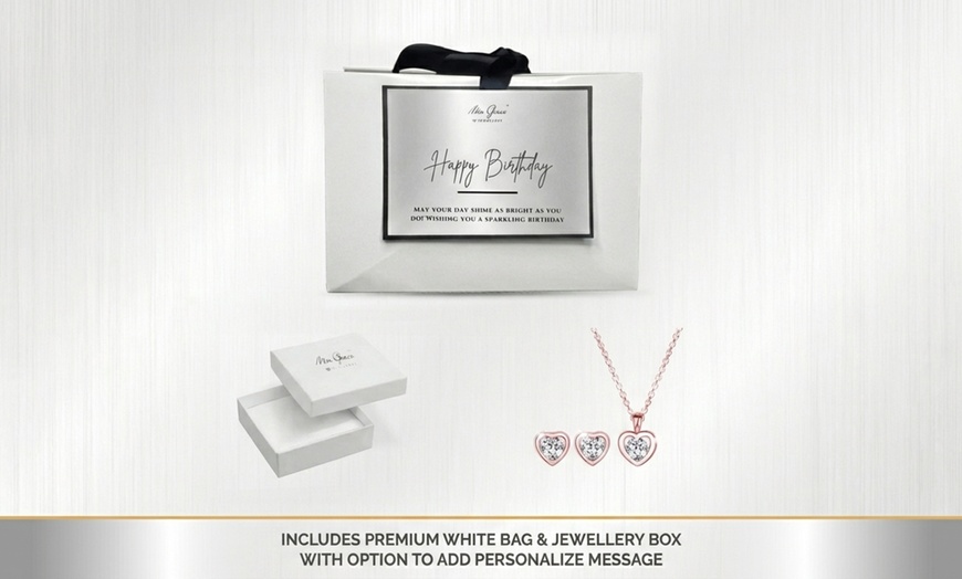 Image 4: Mia Grace Jewellery Austrian Crystal Heart Pendant & Earrings Gift Set