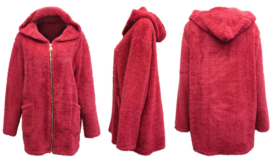 Image 2: Teddy Fur Zip Hooded Jacket