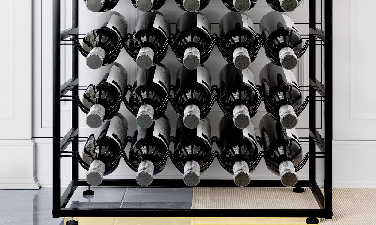 Levede 30 Bottle Industrial Wine Rack with Wooden Top Shelf