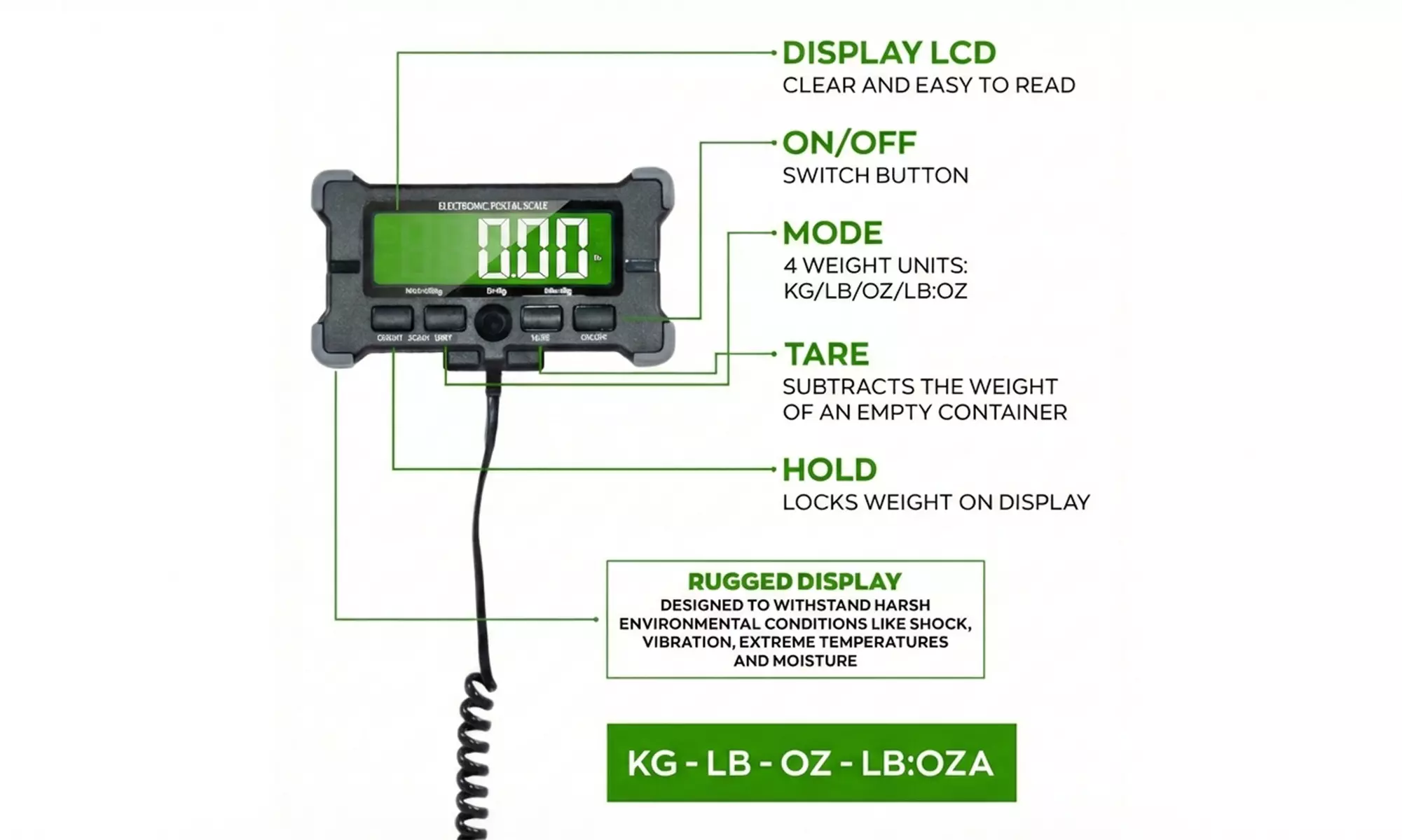 Balance industrielle pour paquets 120 kg avec écran LCD à batterie