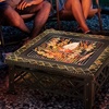 Image 6: Outsunny Square-Shaped Fire Pit Table with Optional Grill Shelf