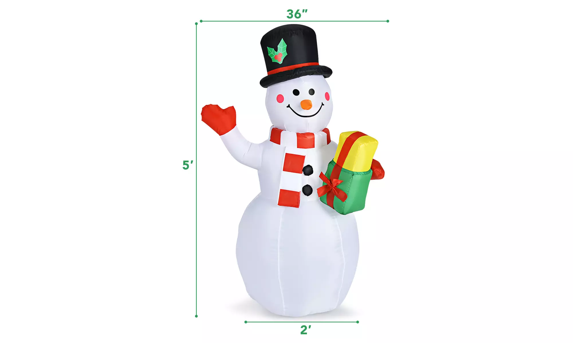 5 FT Tall Snowman Inflatable Blow up Inflatable w/Built-in Colorful LED Lights