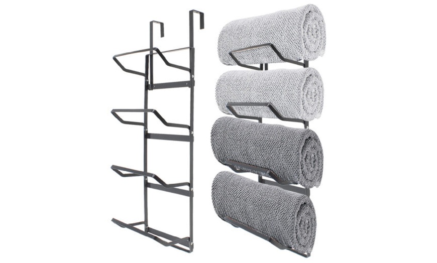 Image 4: Two- or Four-Tier Space-Saving Over Door-Mounted Towel Rail