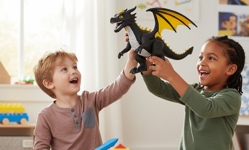 Image 8: Dragon de feu interactif 35 cm pour enfants avec sons et effets vapeur