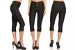 Women's Knit Denim Capri Pants Stretch Pull-On  Jegging Also In Plus Size - Second Medium