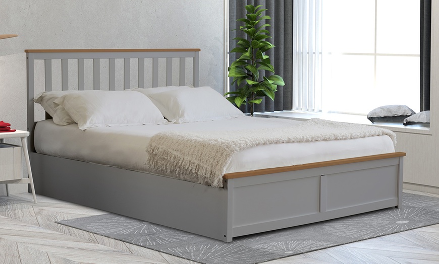 Image 1: Wooden Gas Lift Ottoman with optional Mattress