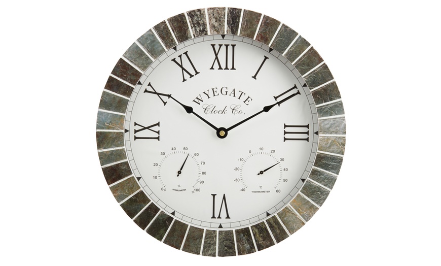 Image 3: Slate-Effect Outdoor Clock