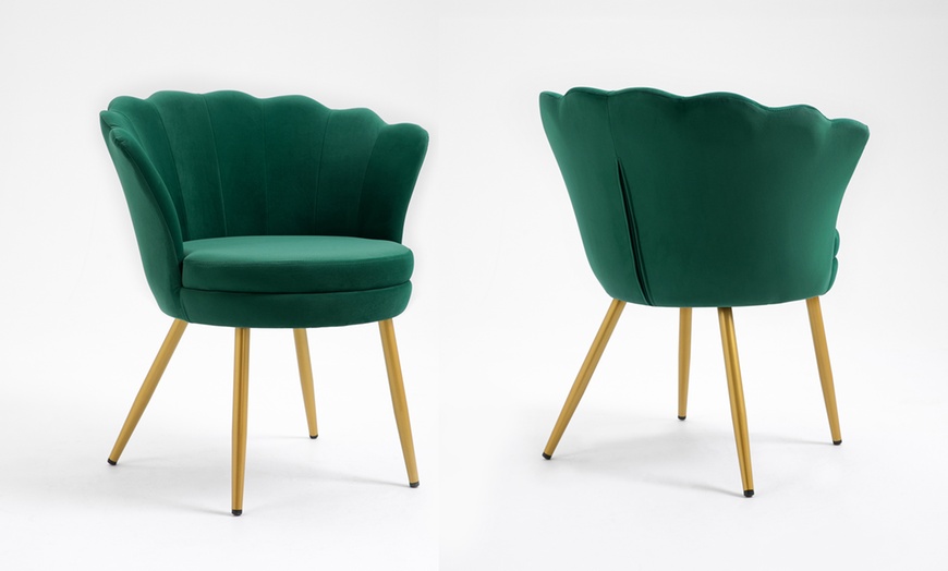 Image 8: Fluwelen schelpfauteuil