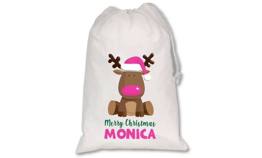 Image 2: Personalized White Christmas Sacks for Festive Charm-Large or XL Large