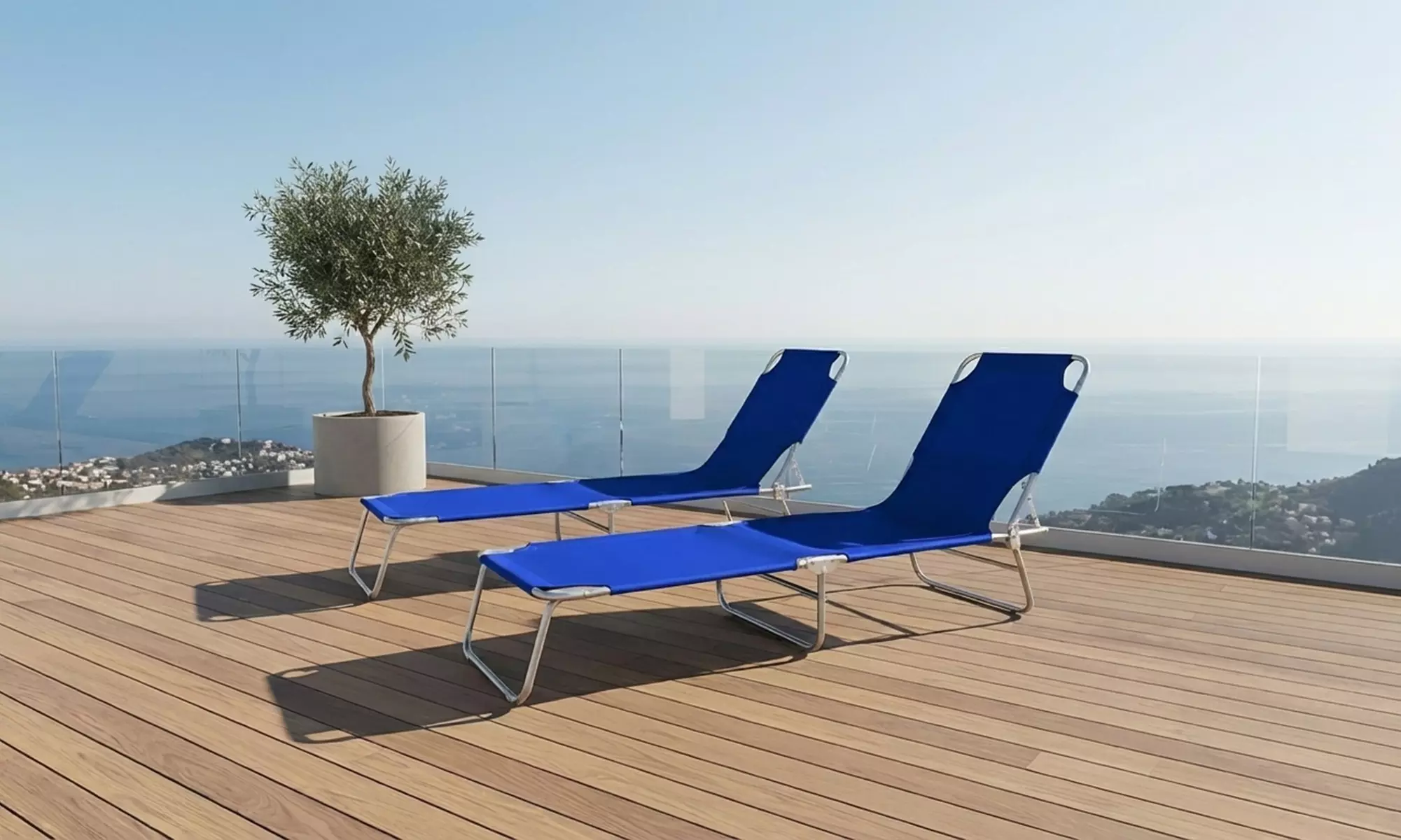 Set de 2 tumbonas cómodas y funcionales