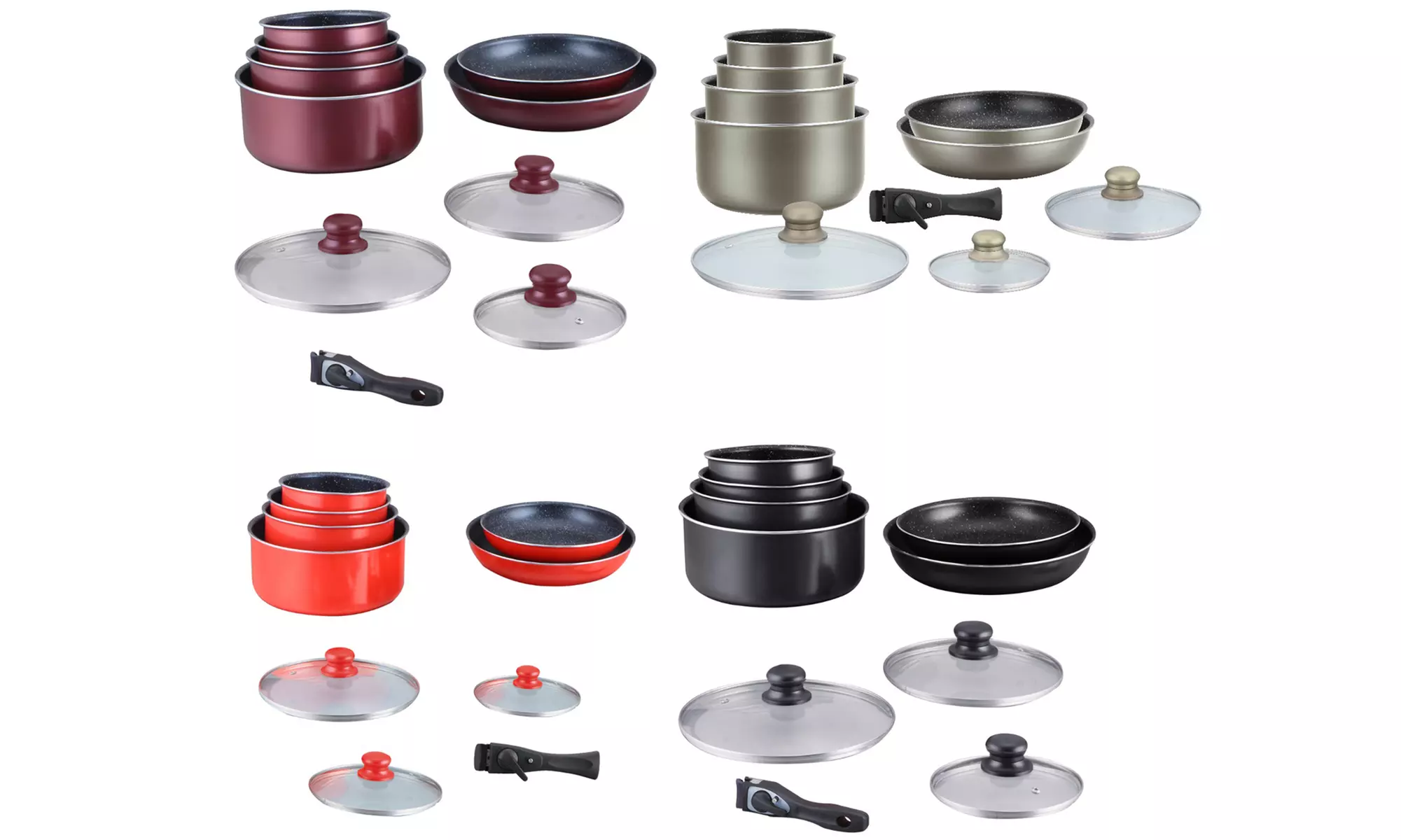 Set di pentole Hagen da 10 pezzi rivestite in pietra con manico rimovibile, disponibile in vari colori - Primary Image