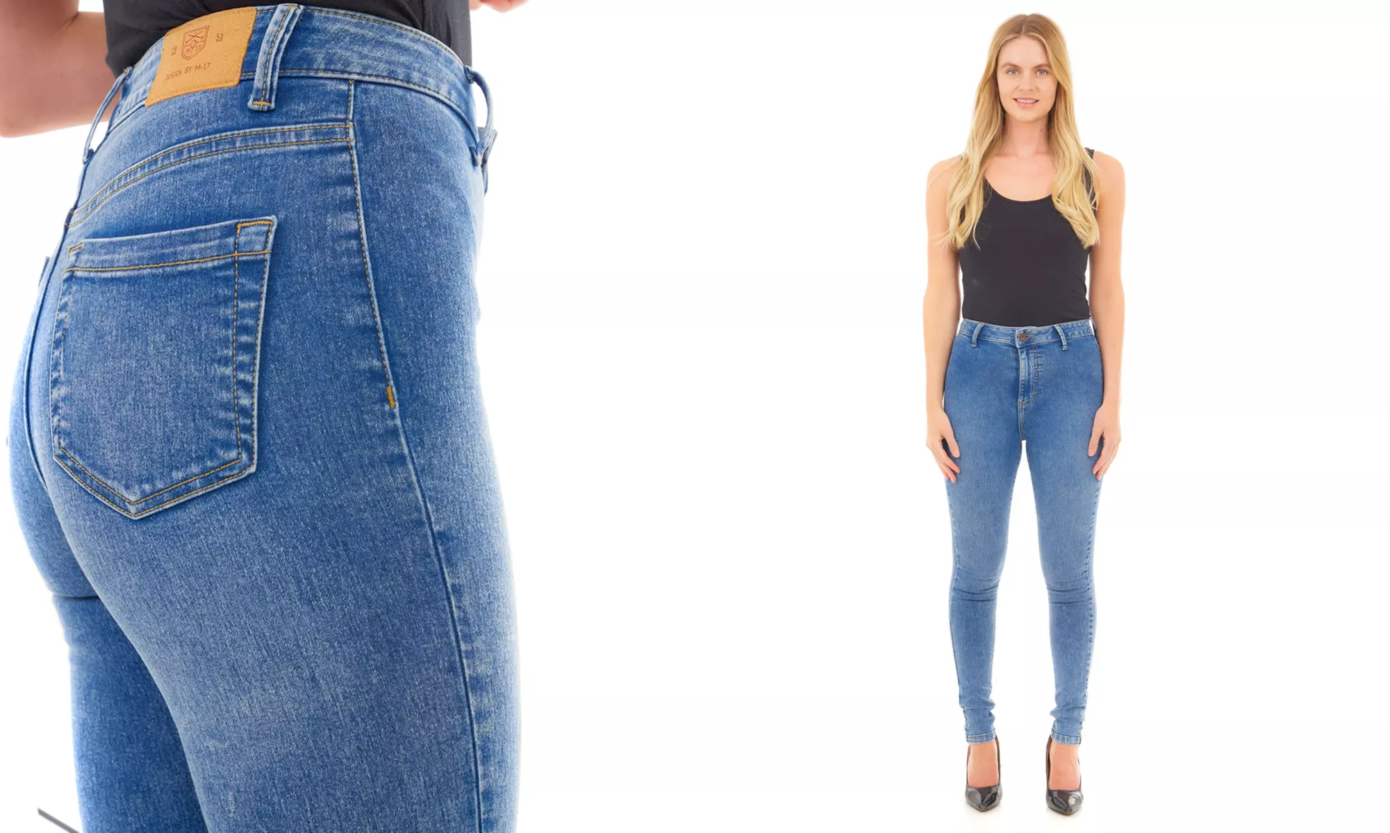 High-Waisted Skinny Fit Denim Jeans