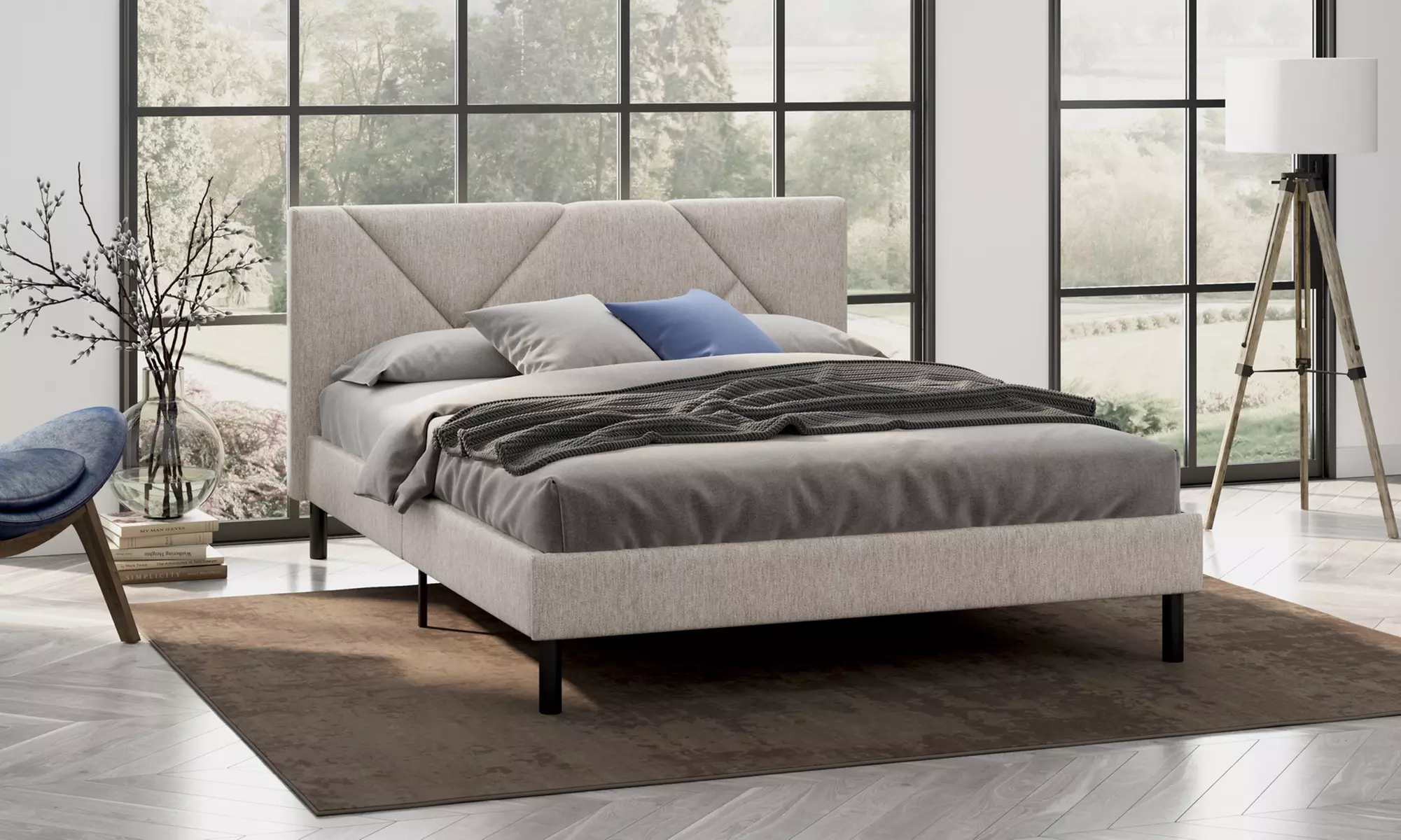 Canapé con cabecero y patas en diferentes medidas y colores - Primary Image