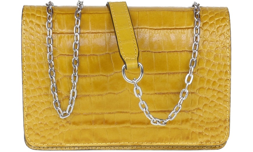 Image 20: Croc Print Leather Shoulder Bag