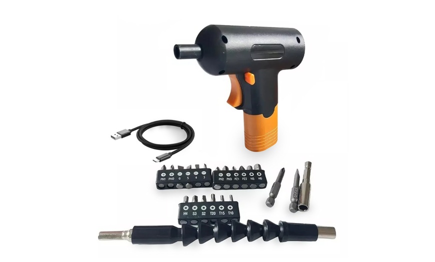 Image 1: Akku-Mini-Bohrschrauber mit Bohrspitzen- und Mini-Schrauberbits-Set