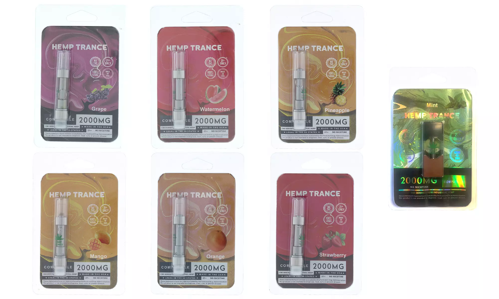 2000mg CBD Prefilled Cartridges from Hemptrance (1mL; 1- or 2-Pack)  - Primary Image