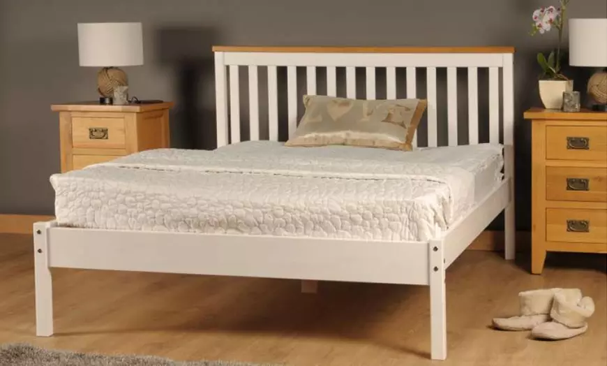 Image 1: Medina Wooden Bed Frame with Optional Mattress