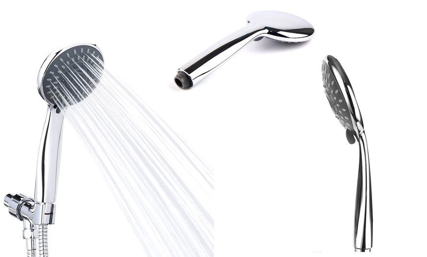 Image 4: Stainless Steel Ultra Luxury Powerful Handheld Shower 5 Spray Setting Controller