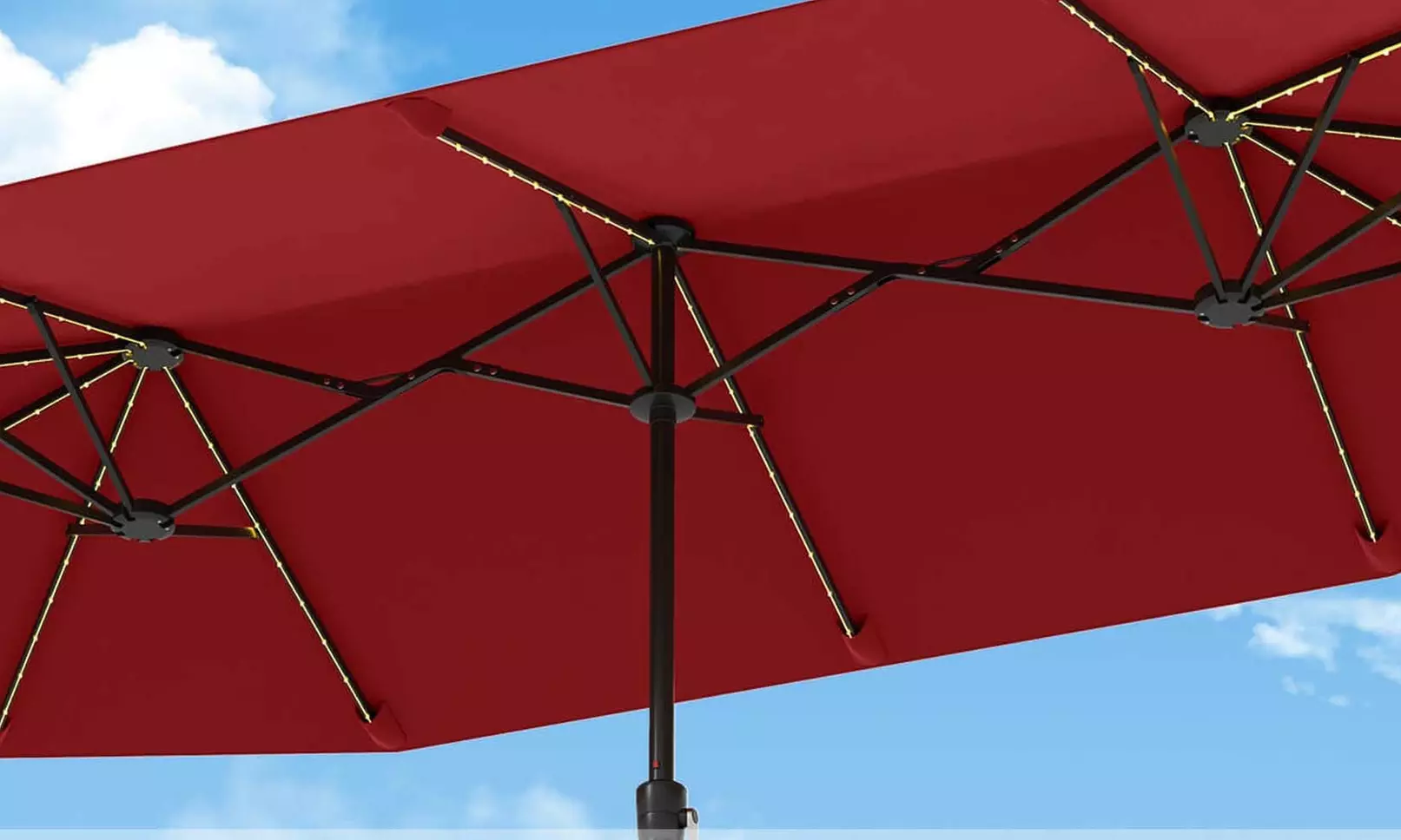Costway 13ft Outdoor Double-Sided Table Umbrella with Optional LED Lights