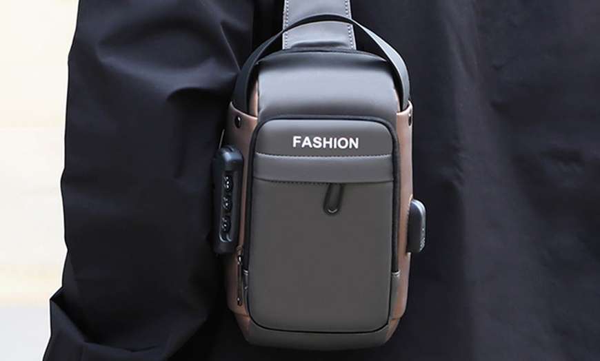 Image 11: Anti-theft Chest Shoulder Crossbody Sling Bag with USB Port