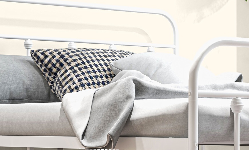 Image 27: HomCom Metal Bed Frames in Various Sizes and Colours