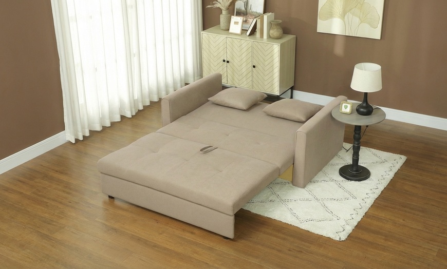 Image 7: 2 Seater Sofa Bed Convertible Bed Settee with 2 Cushions
