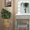 Image 1: Compact Makeup Vanity with LED Mirror, Stool and Storage