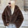 Image 4: Faux Fur Zip-Up Jacket in Chocolate Brown