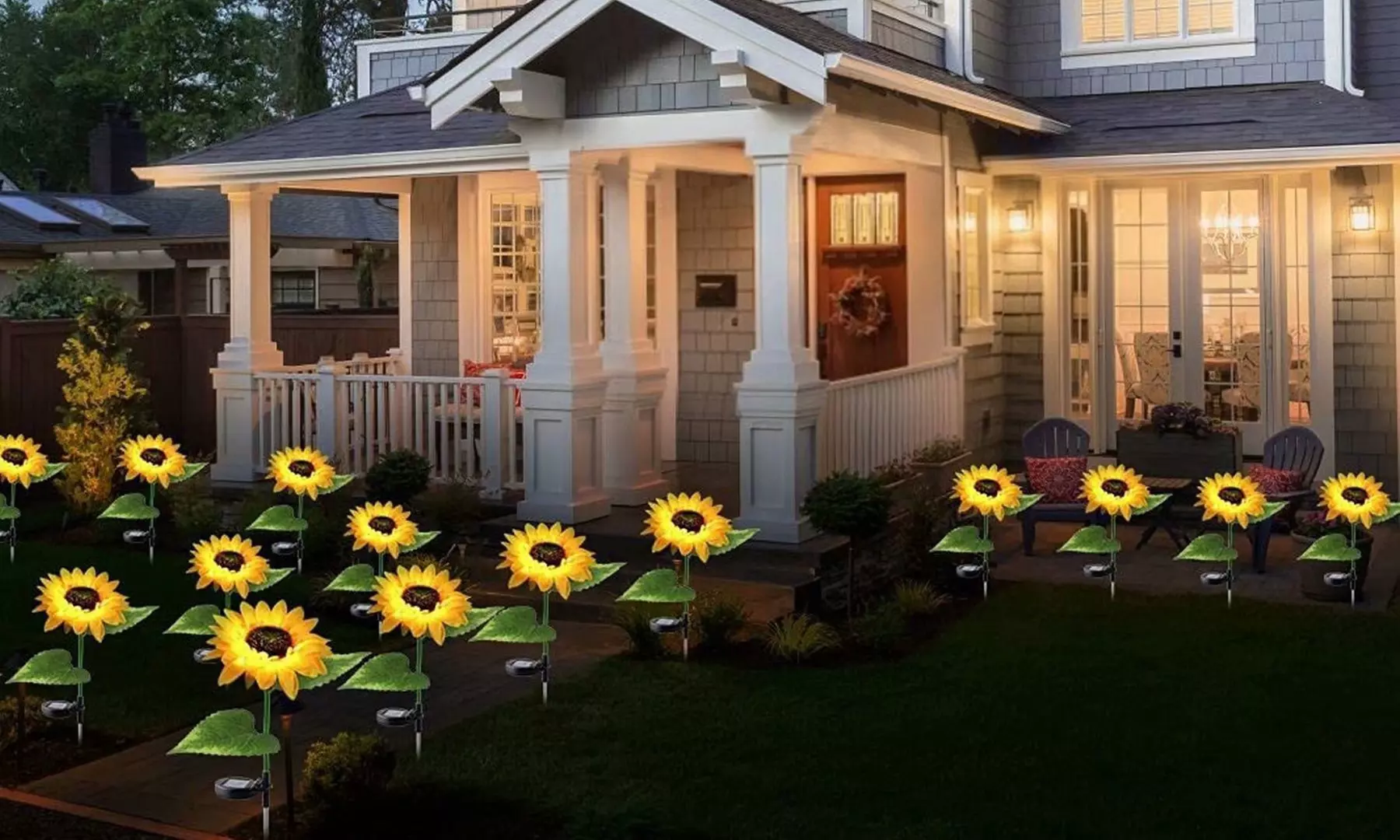 2/4 Pack Solar Lights Solar Sunflower Lights for Outdoor Garden Decor