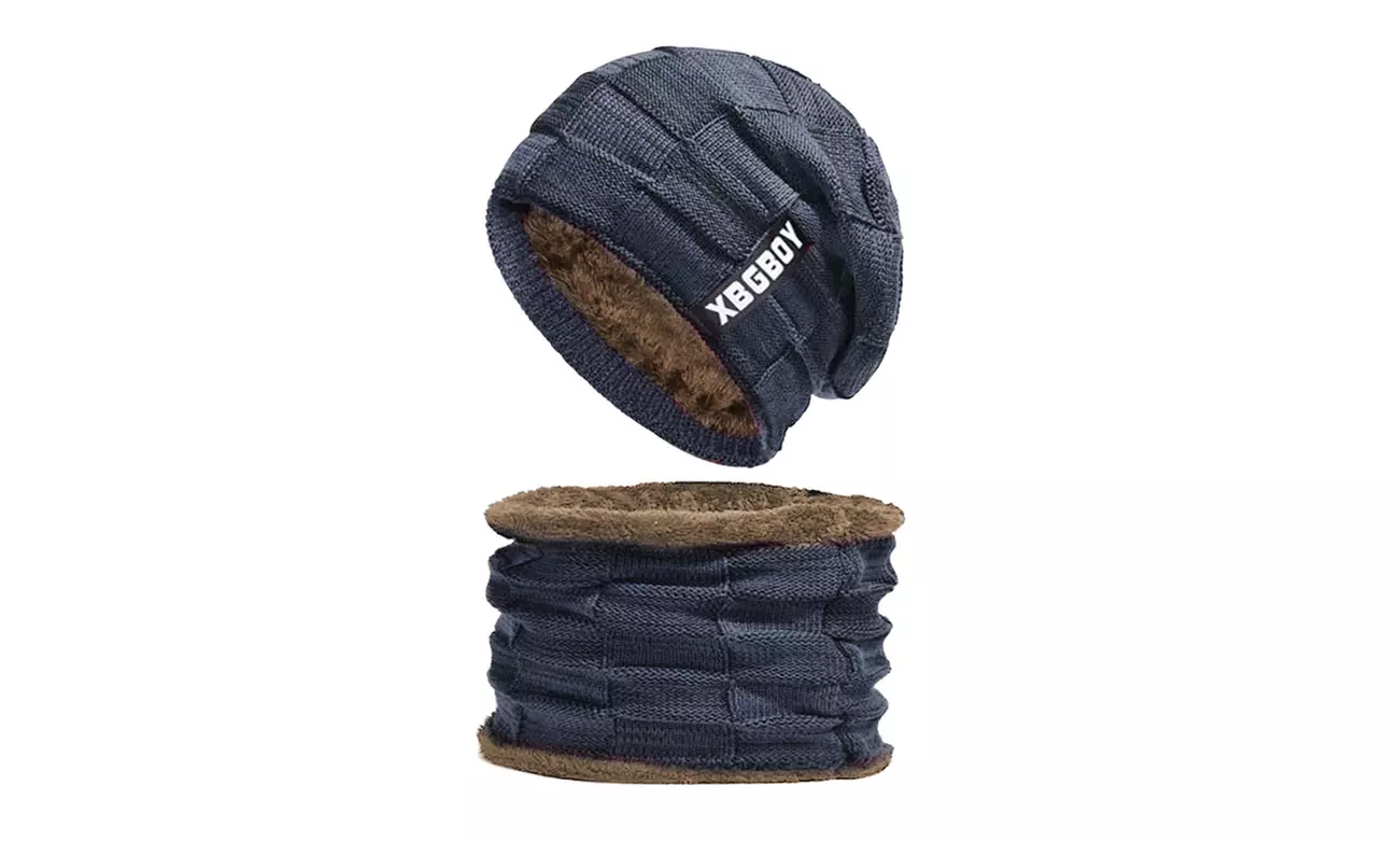 2-Piece Winter Knit Beanie Hat & Scarf Set for Men & Women