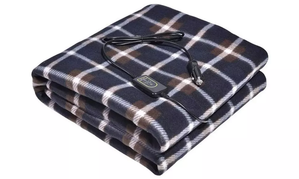 12V Heated Fleece Car Blanket With Controller For Timer and Heat Levels
