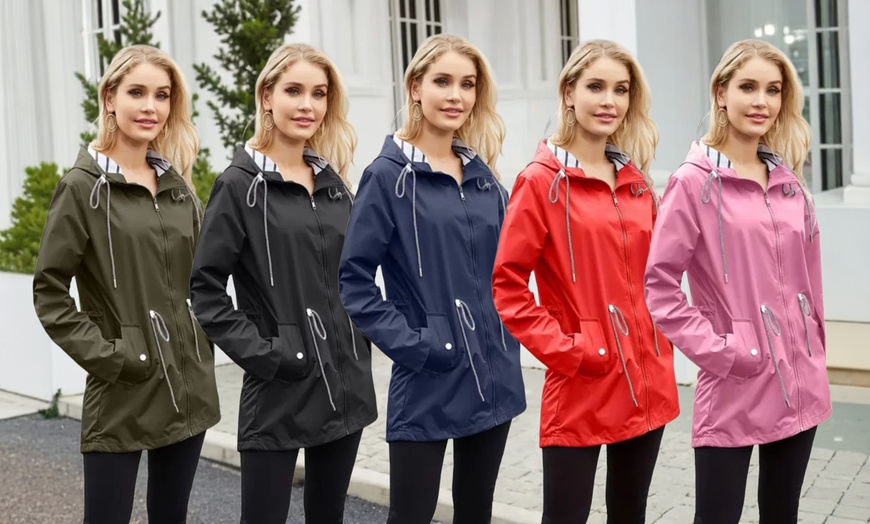 Image 1: Athletic Windbreaker Jacket Water-Resistant Raincoat