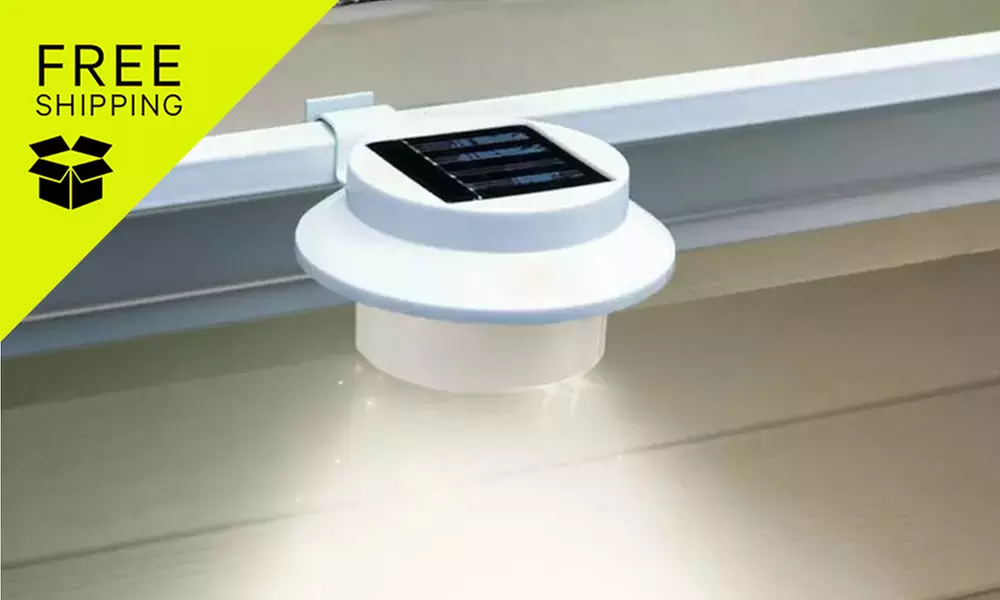 Brighten Your Space: 2, 4, or 8 Solar Fence Gutter Lights: White/Black