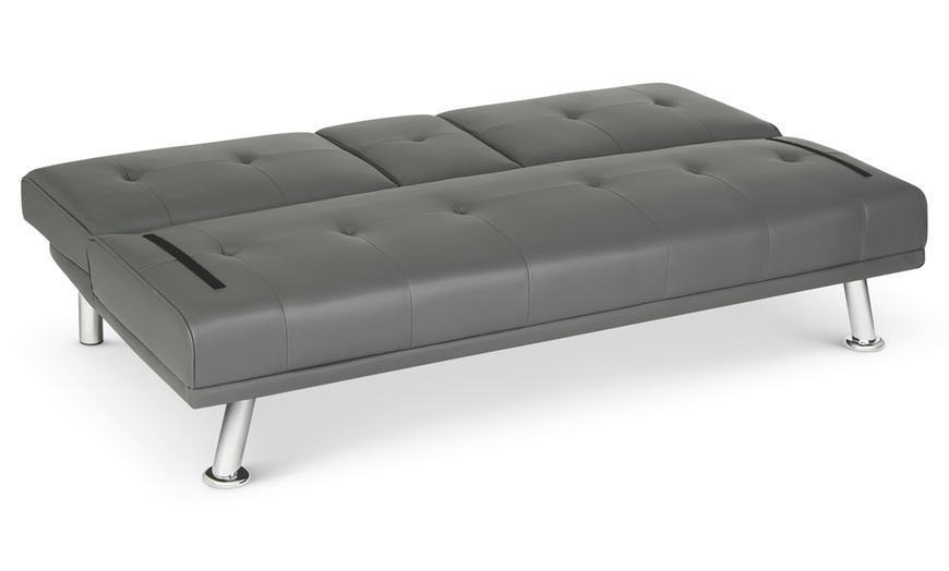 Image 28: Three Seater Sofa Bed with Cup Holders