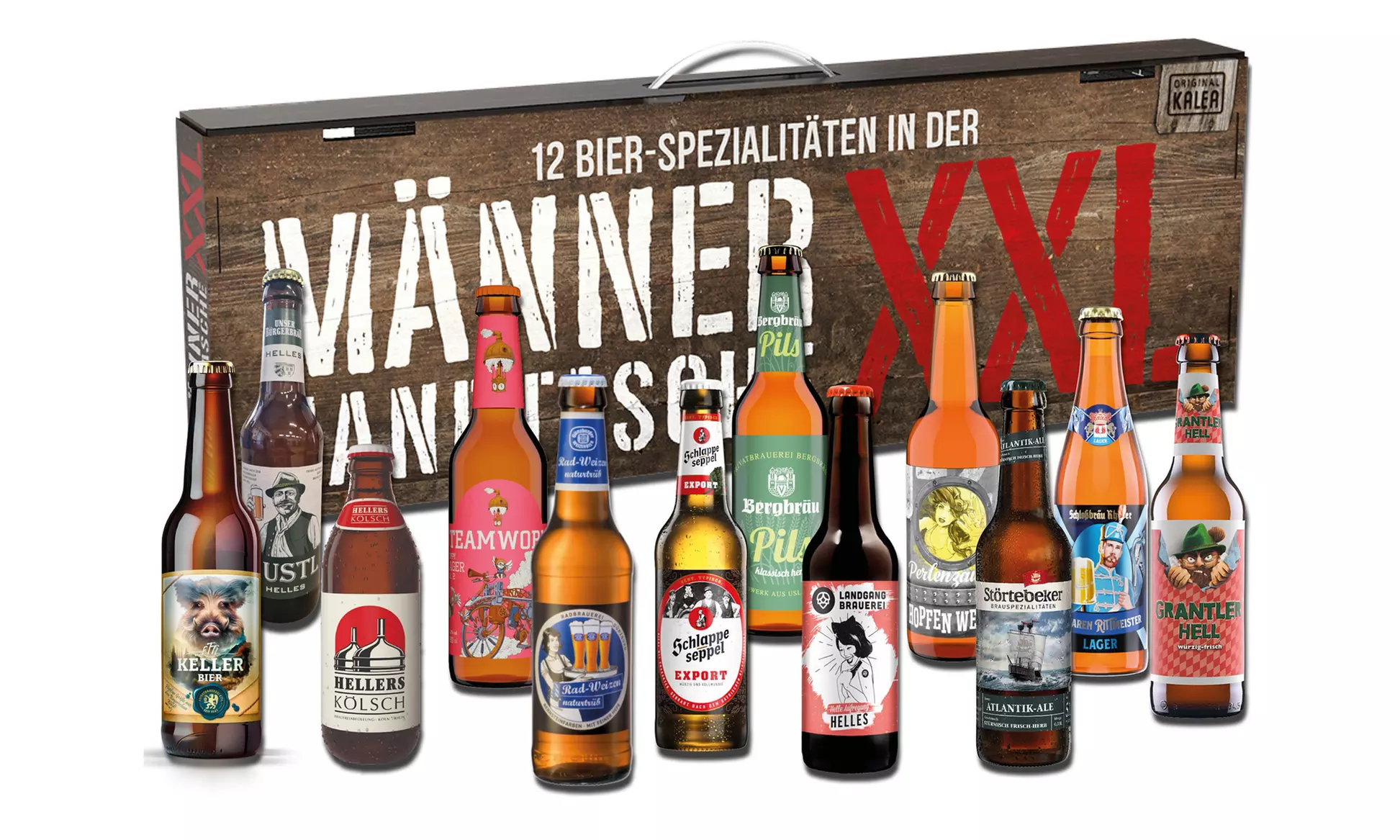 Kalea Männerhandtasche mit 12 Bierspezialitäten (7,32€/1L)