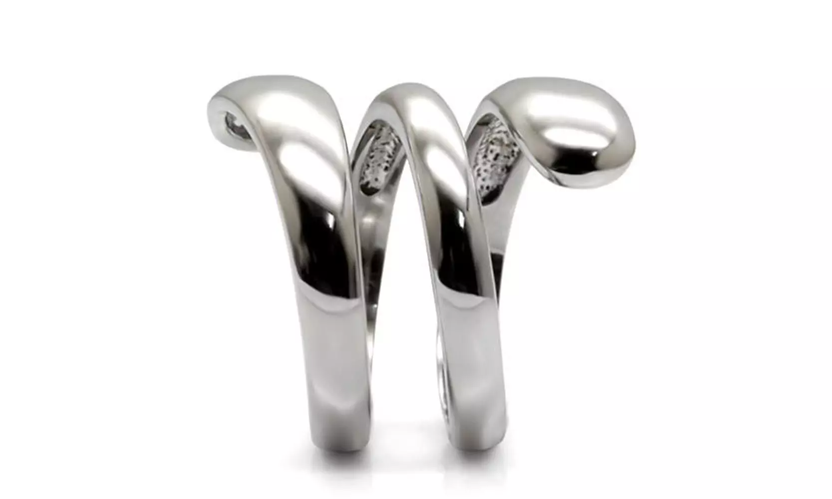 Womens High Polished Stainless Steel Coil Style Fashion Cocktail Ring