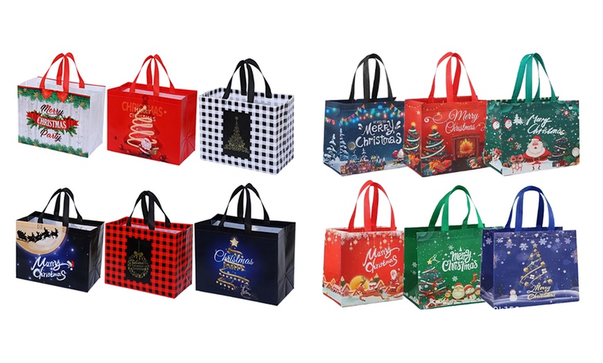 Image 1: 6-Piece Christmas Tote Bags