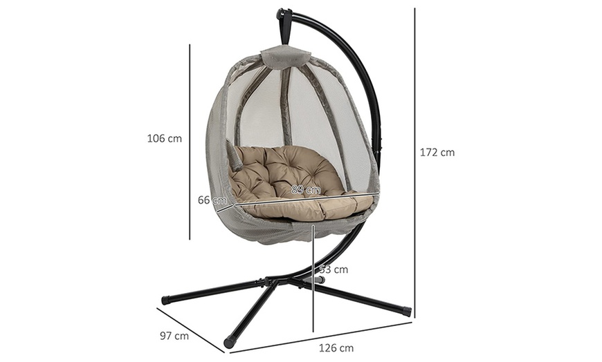 Image 10: Outsunny Hanging Egg-Shaped Chair