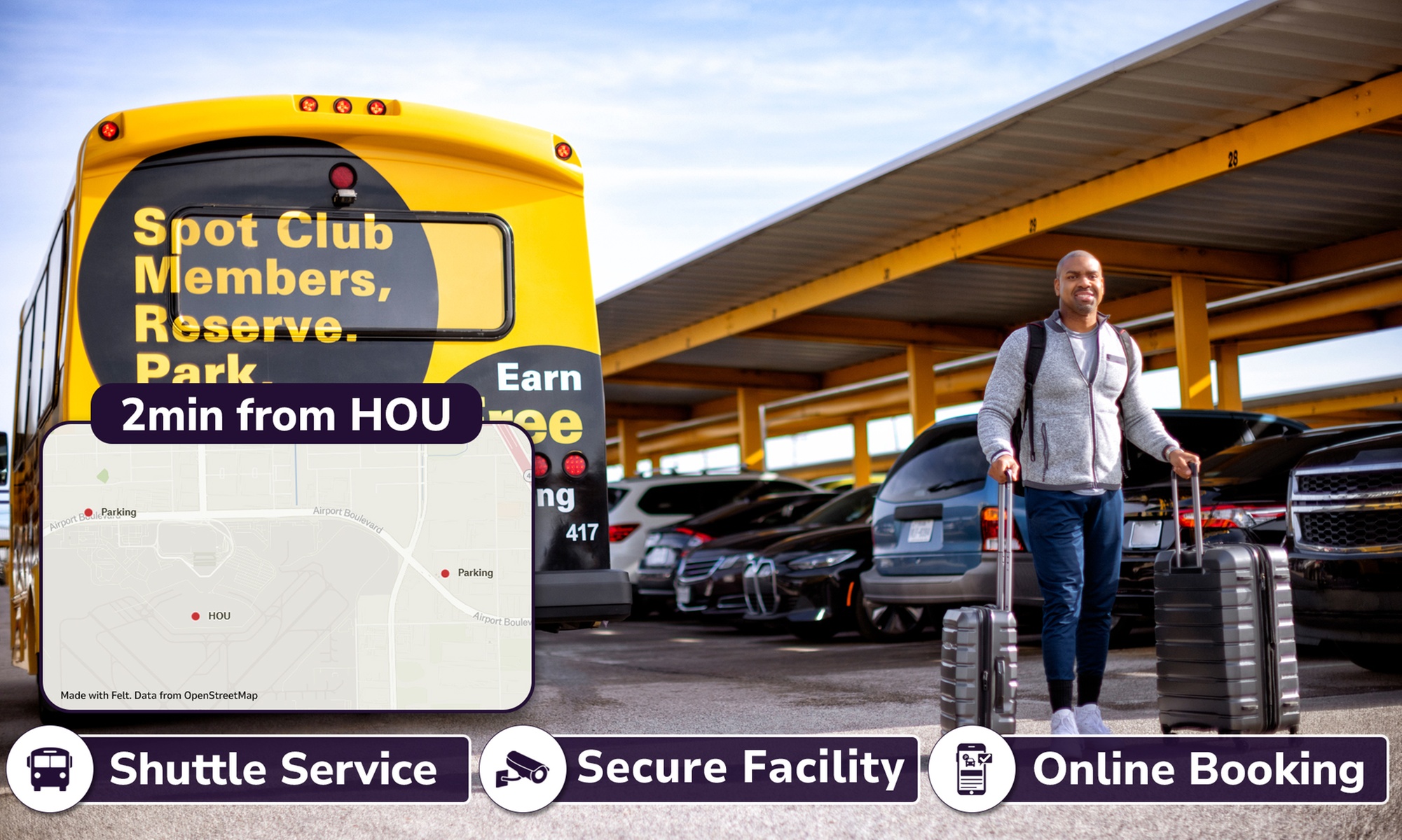 3, 5, or 7 days of hassle-free parking at The Parking Spot (HOU)